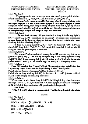 Đề thi chọn học sinh giỏi môn Hoá học Lớp 9 - Đề số 9 - Trường THCS Chu Văn An (Có đáp án)